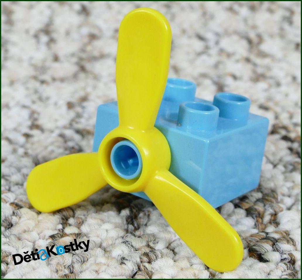 Lego® Duplo® Kostka 2x2 Tyrkysová se Žlutou Vrtulí
