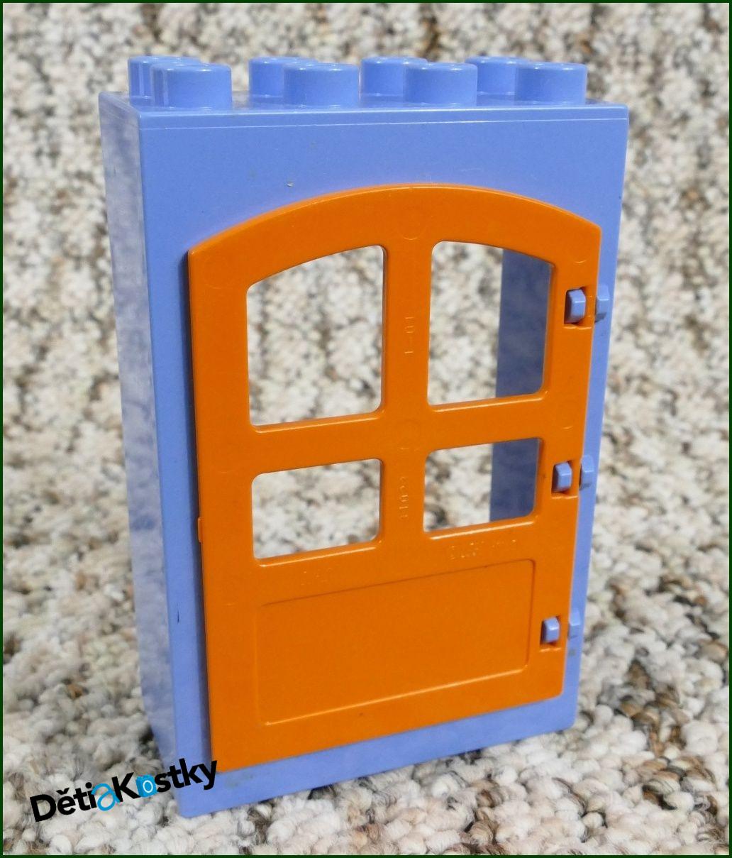 Lego® Duplo® Kostka s Dveřmi Světle Modrá Vysoká - Oranžové Dveře