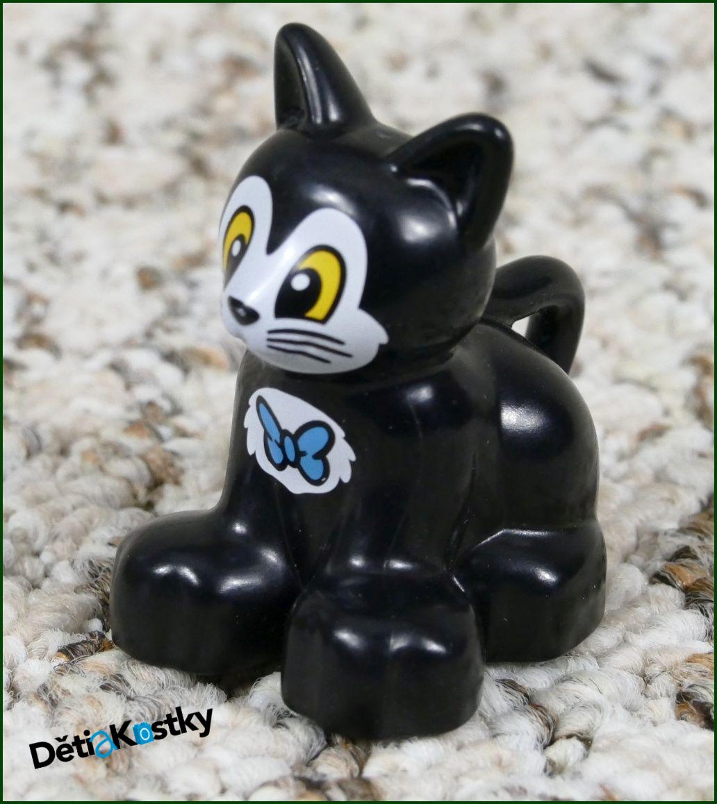 Lego® Duplo® Kočička Černá s Bílou Náprsenkou a Modrou Mašličkou