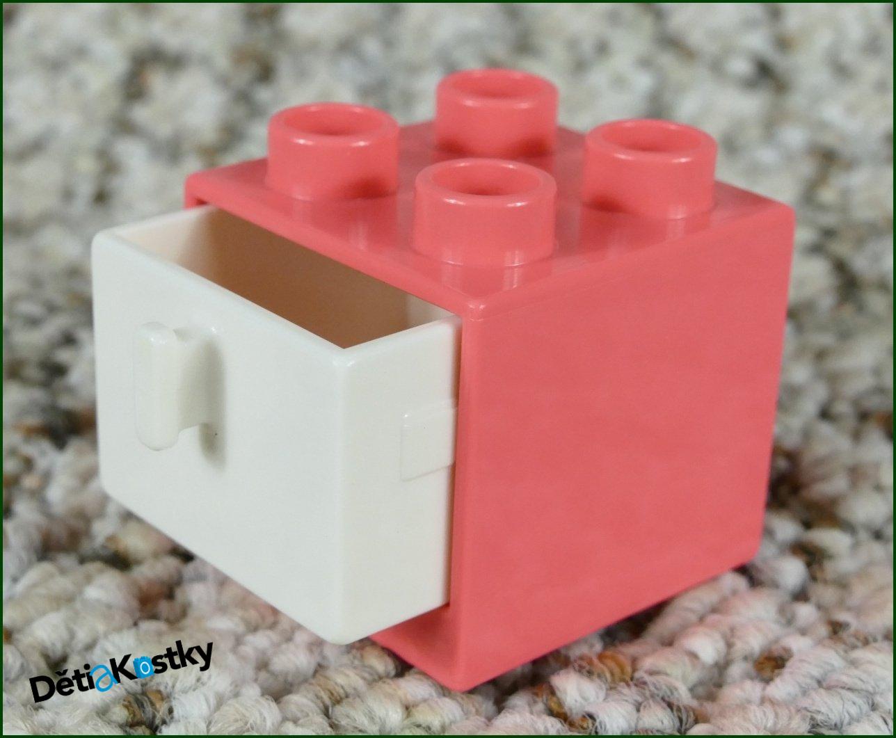 Lego® Duplo® Skříňka Malá Fosforově Růžová/Bílý Šuplík