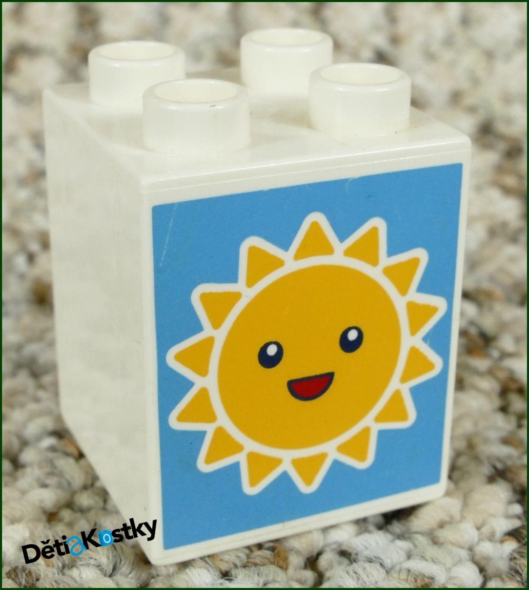 Lego® Duplo® Kostka 2x2x2 Bílá Sluníčko a Měsíček