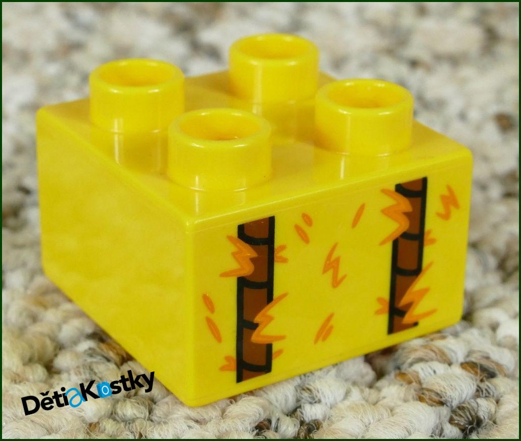 Lego® Duplo® Kostka 2x2 Žlutá - Potisk Svázaná Sláma