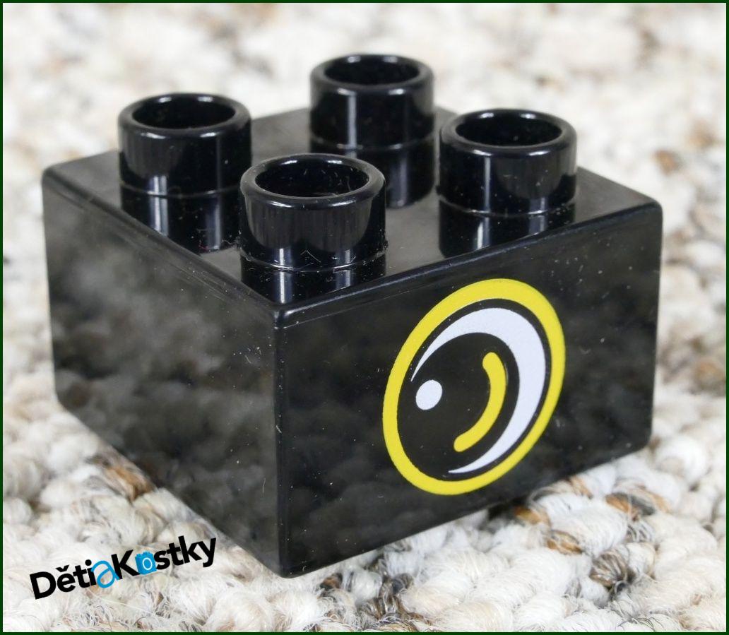Lego® Duplo® Kostka Černá 2x2 Oko - Žluté Lemování