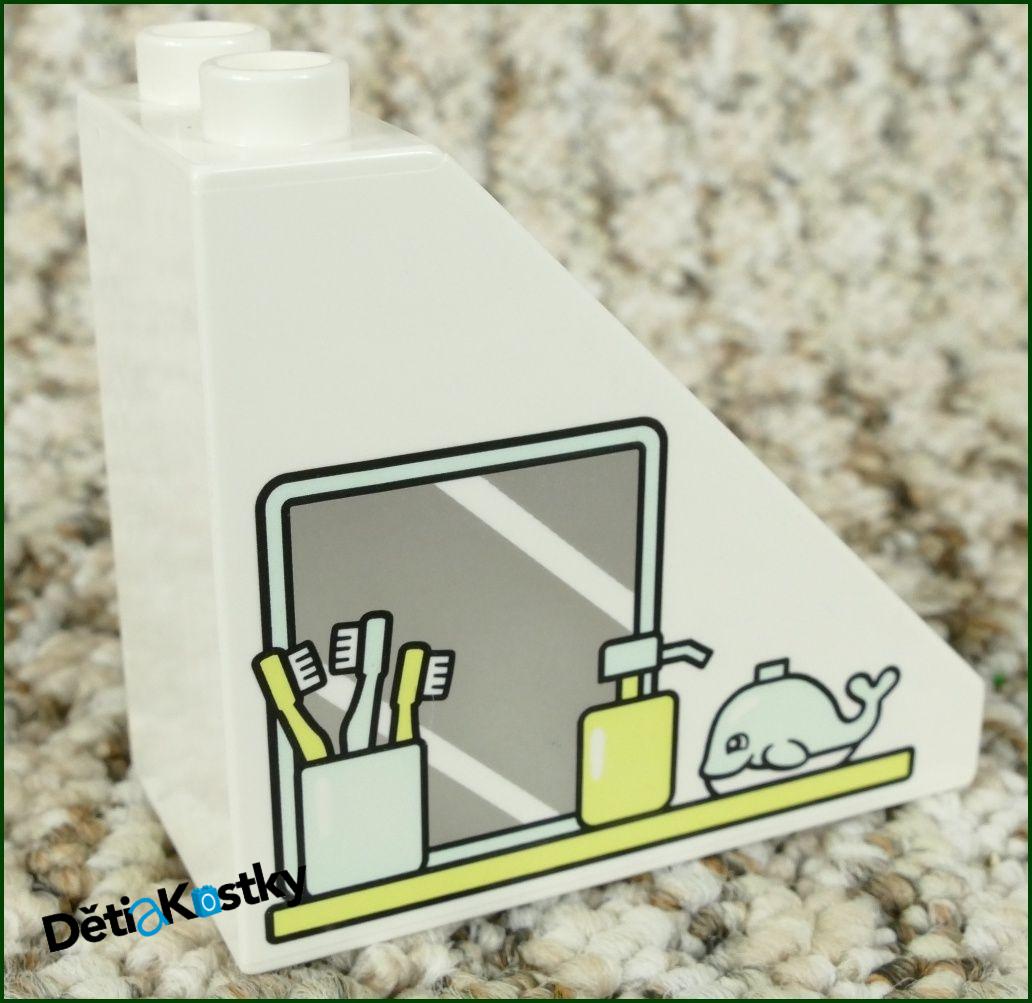 Lego® Duplo® Kostka 4x2x6 Bílá Zkosená s Potiskem Poličky a Zrcadla
