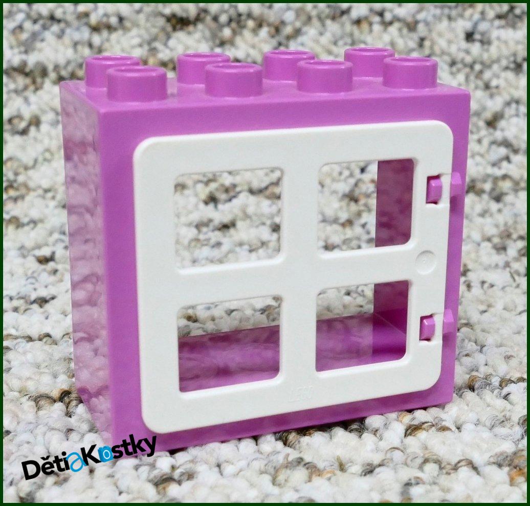 Lego® Duplo® Kostka s Oknem Růžová - Bílá Okenice Hranatá
