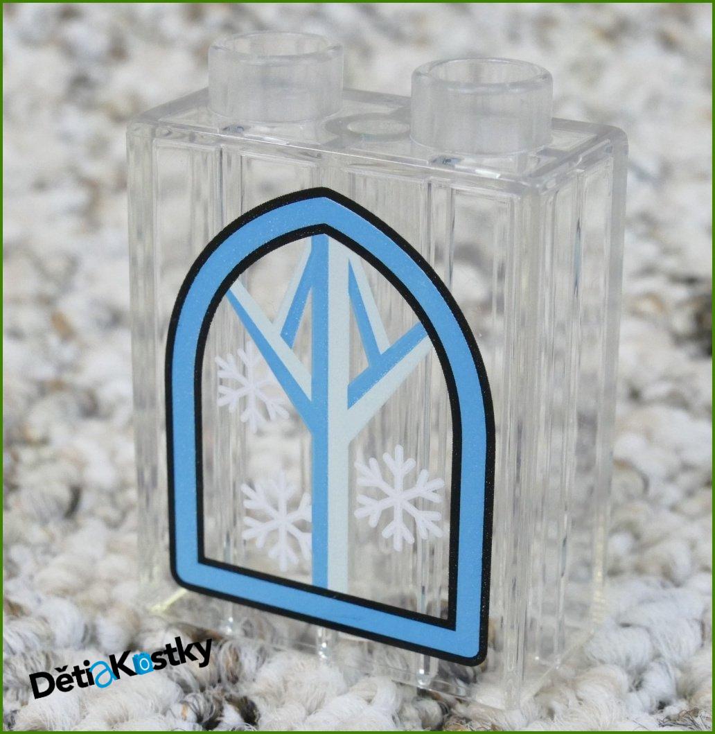 Lego® Duplo® Kostka 1x2x2 Průhledná Bílá s OKnem