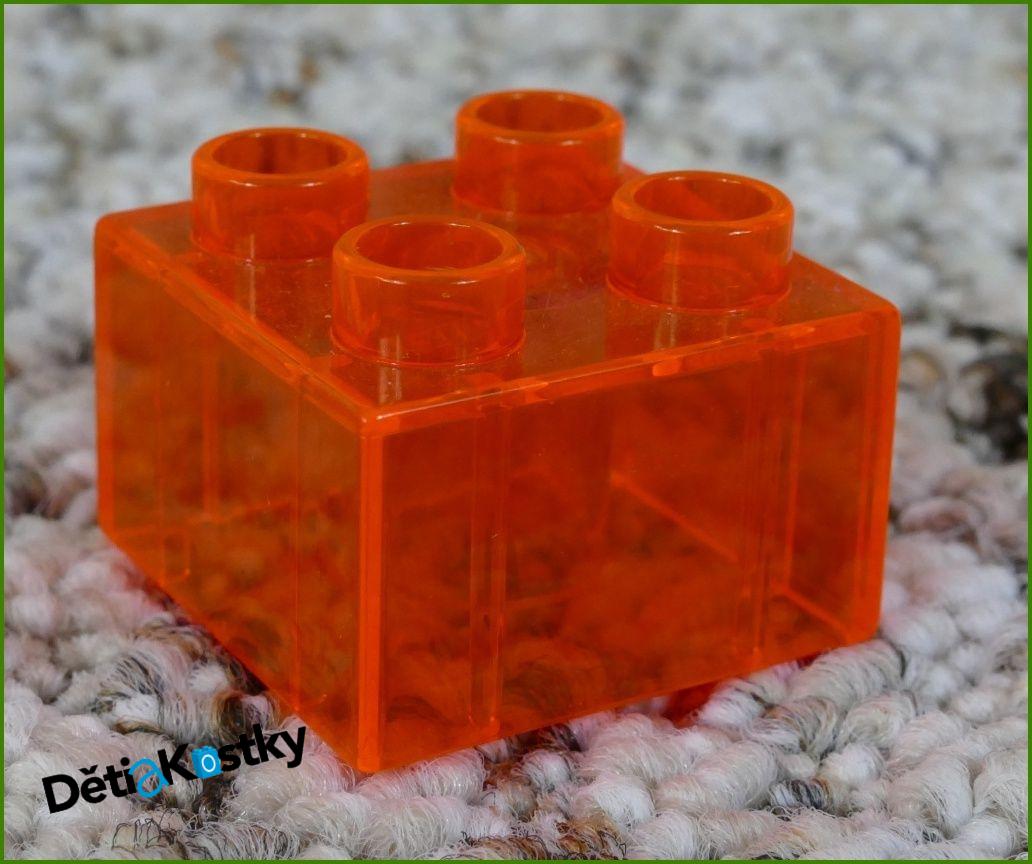 Lego® Duplo® Kostka 2x2 Průhledná Světle Oranžová