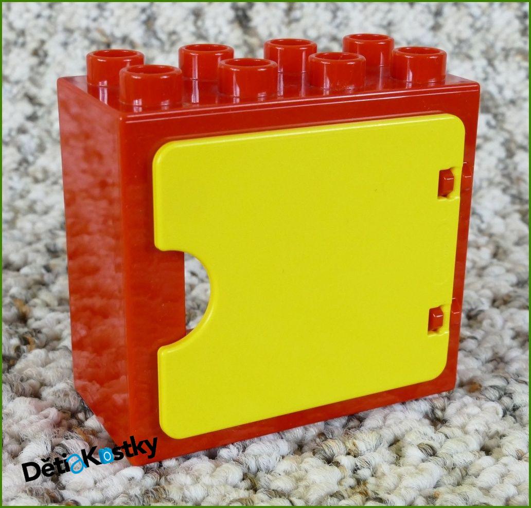 Lego® Duplo® Kostka se Žlutými Plnými Dveřmi Červená