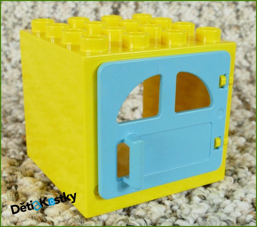 Lego® Duplo® Kostka s Dveřmi 4x4x4 Žlutá - Tyrkys Dveře