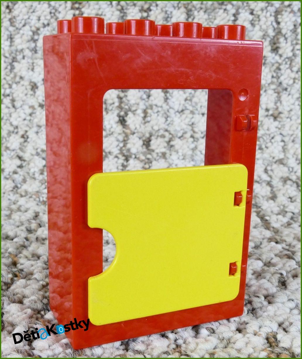 Lego® Duplo® Kostka s Plnými Žlutými Dvířky Červená Vysoká