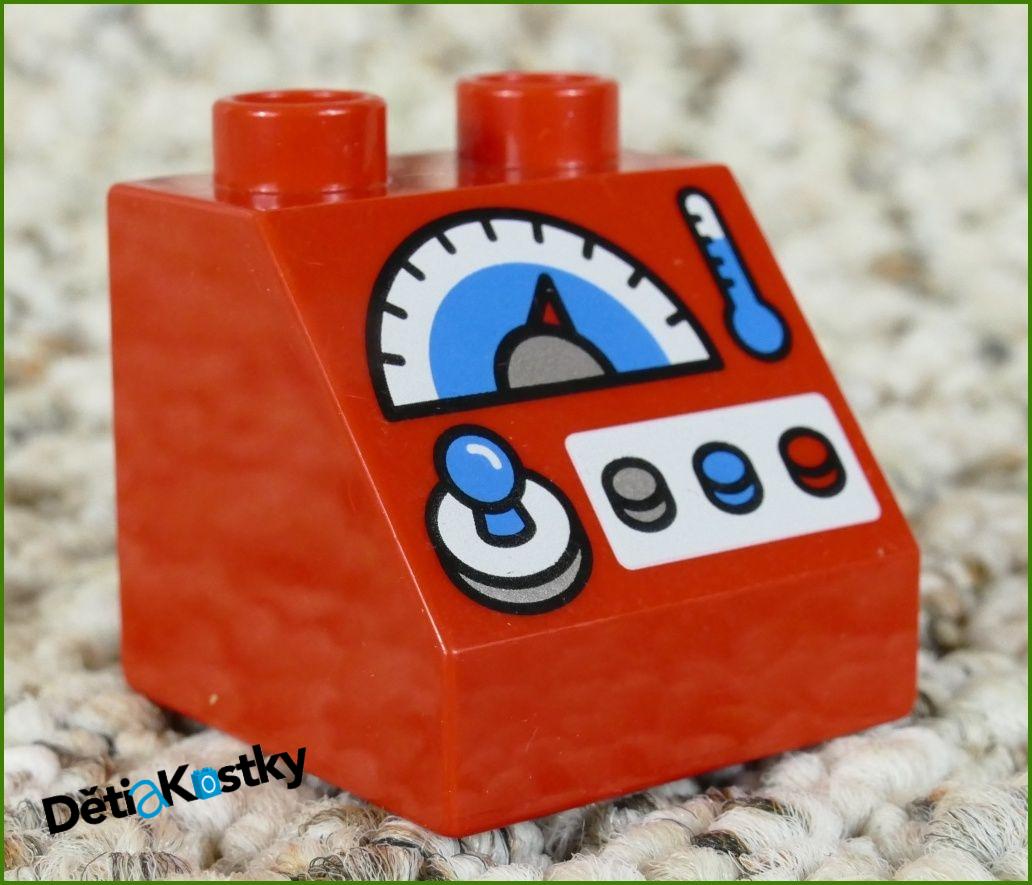 Lego® Duplo® Kostka 2x2 Červená Zkosená - Panel s Joystikem a Tlačítky (3)