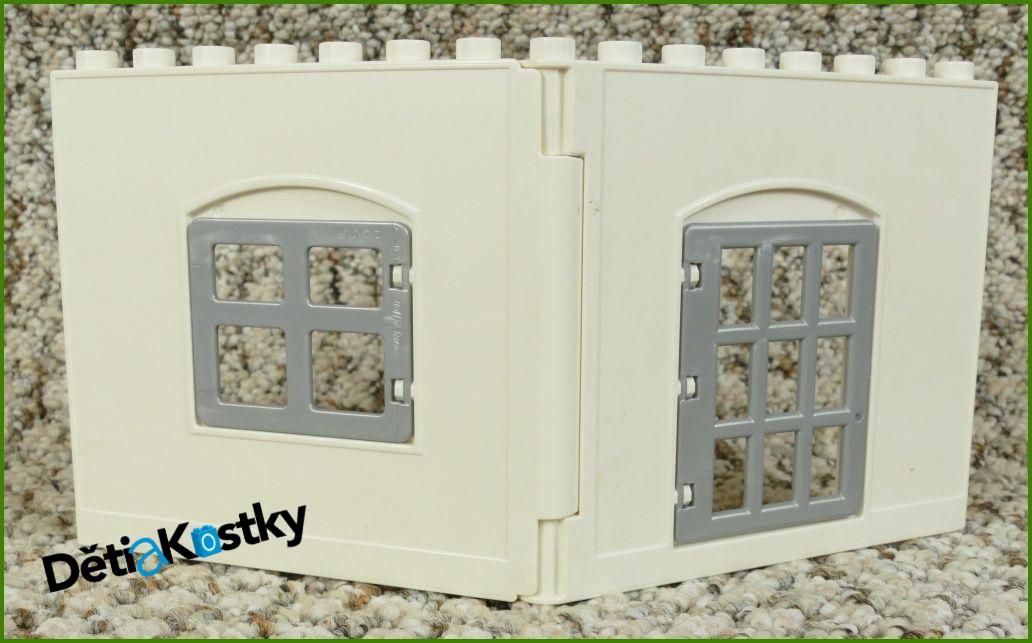 Lego® Duplo® Stěna Domu Bílá se Šedým Oknem a Mříží