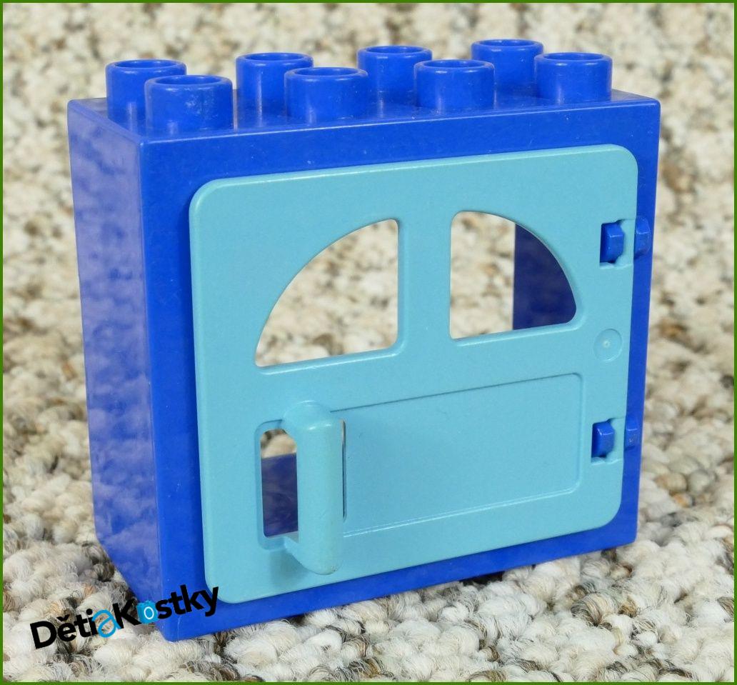 Lego® Duplo® Kostka s Dveřmi Tmavě Modrá (Tyrkys Dvířka s Okny)