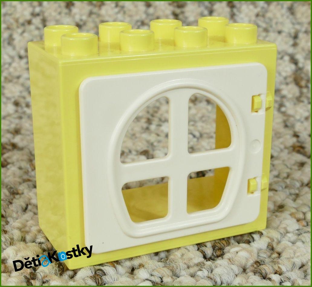 Lego® Duplo® Kostka s Dveřmi Světle Žlutá - Bílá Dvířka s Okny