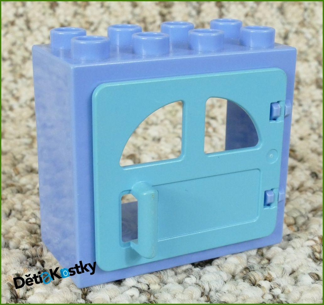 Lego® Duplo® Kostka s Dveřmi Světle Modrá (Tyrkys Dvířka s Okny)