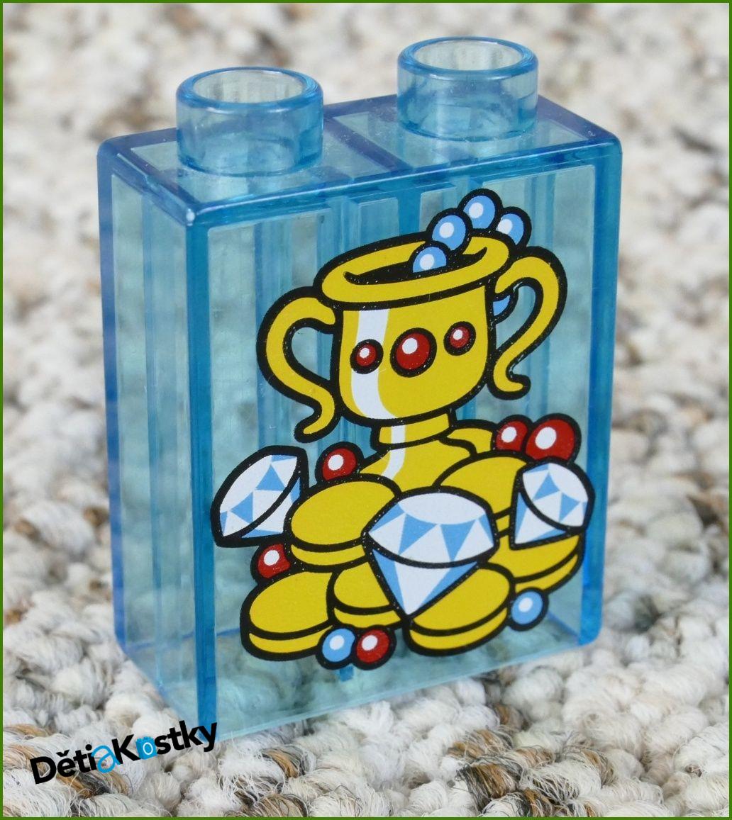 Lego® Duplo® Kostka 1x2x2 Průhledná Modrá - Poklad se Zlatým Pohárem