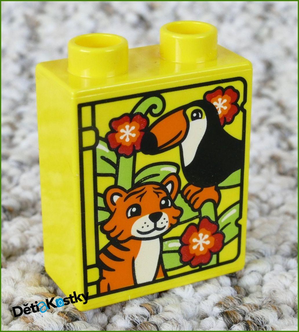 Lego® Duplo® Kostka 1x2x2 Žlutá - Tygr a Tukan