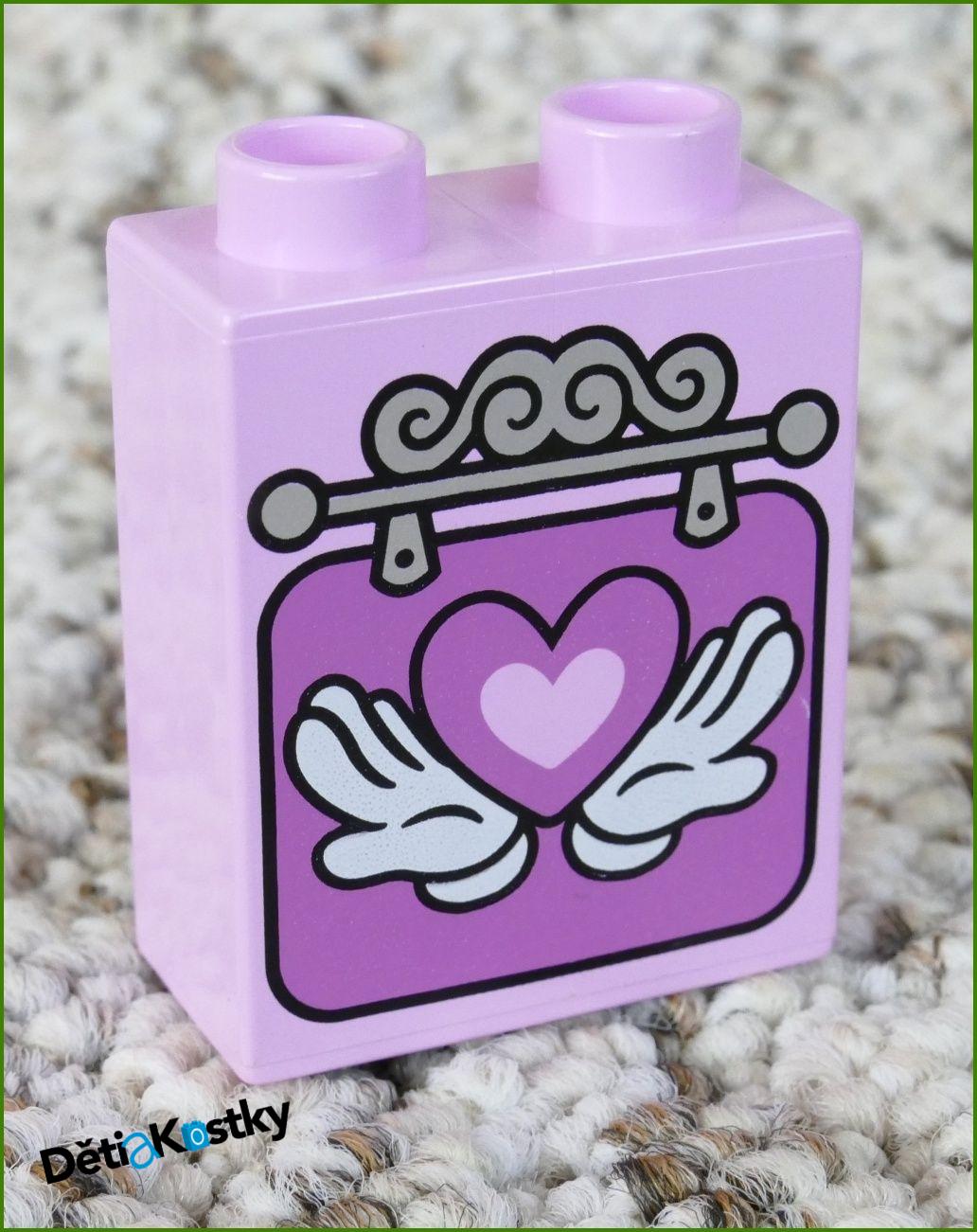 Lego® Duplo® Kostka 1x2x2 Světle Růžová - Srdíčko a Bílé Ruce