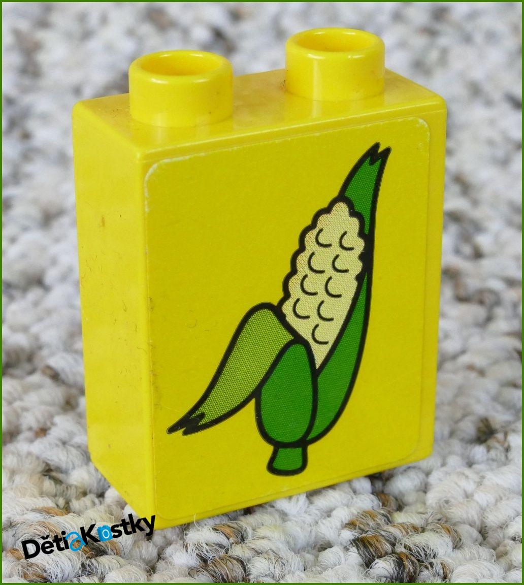 Lego® Duplo® Kostka 1x2x2 Žlutá - Kukuřice (Nálepka)