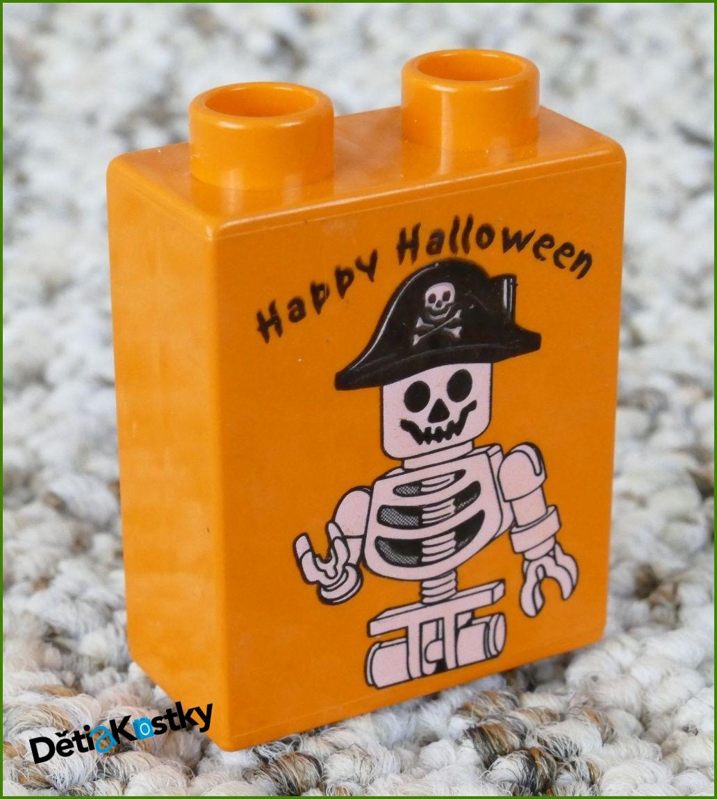 Lego® Duplo® Kostka 1x2x2 Oranžová - Happy Halloween/Druhá Strana Lego