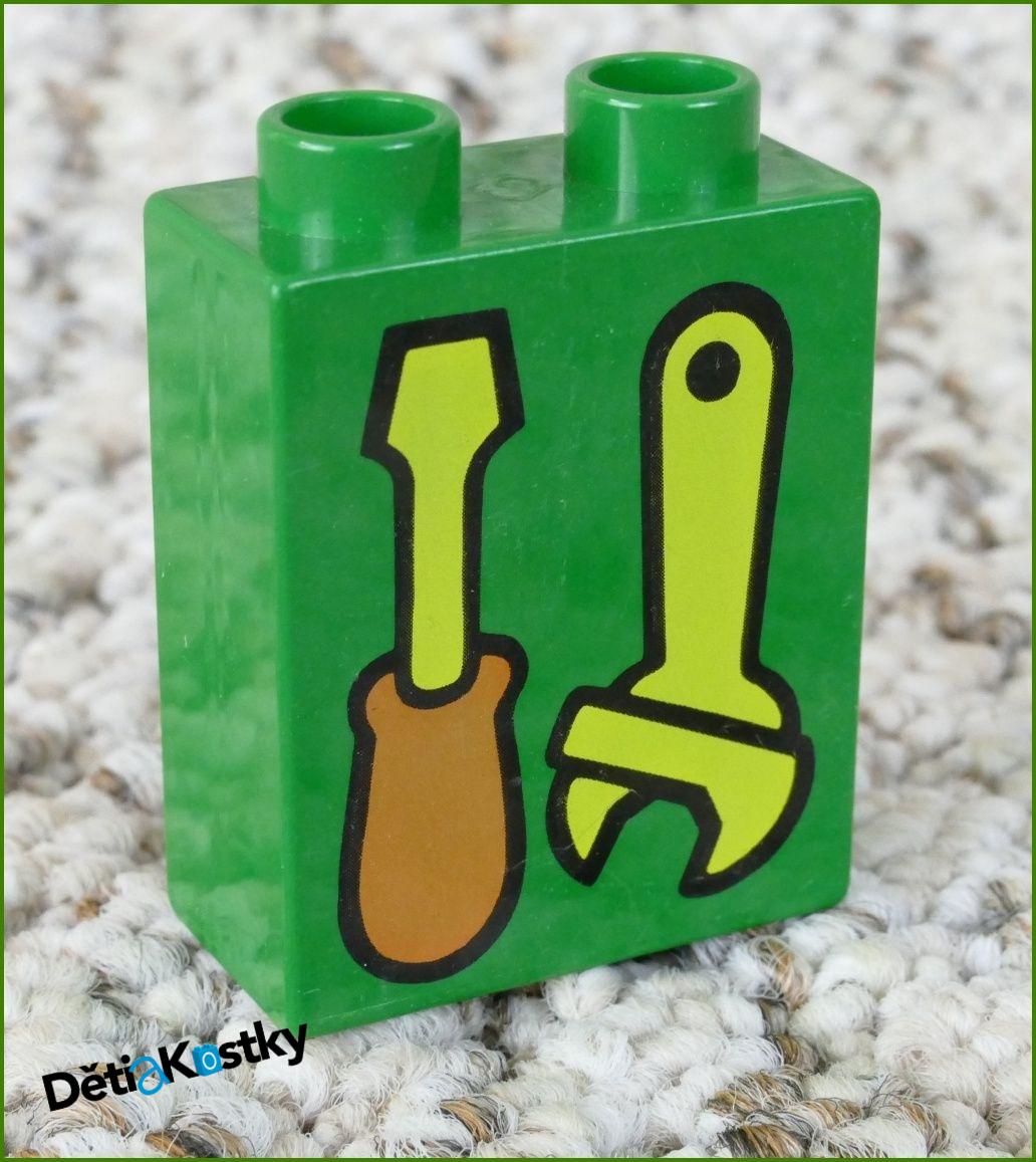 Lego® Duplo® Kostka 1x2x2 Tmavě Zelená - Klíč a Šroubovák