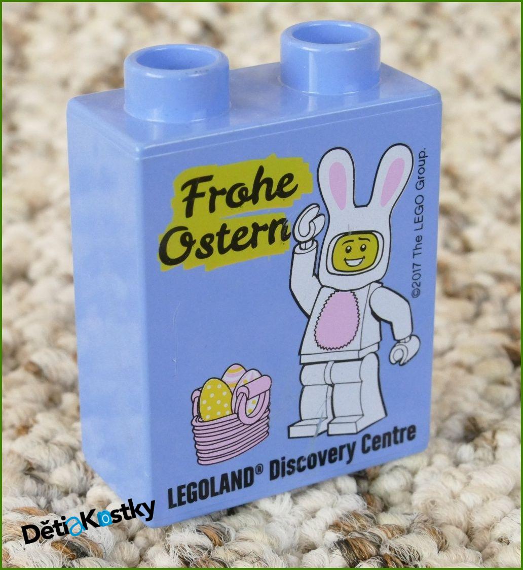 Lego® Duplo® Kostka 1x2x2 Světle Modrá - Frohe Ostern Zajíček 2017