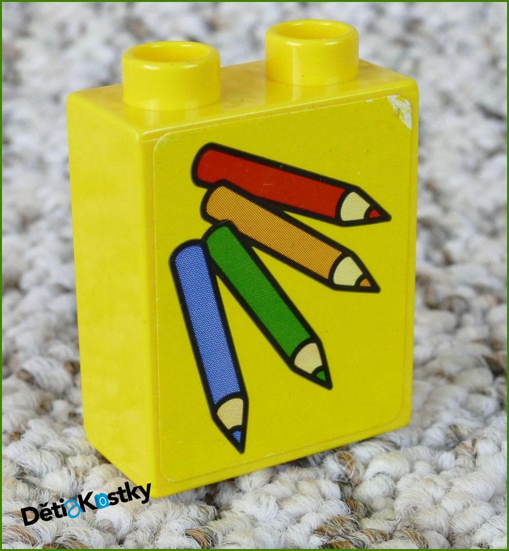 Lego® Duplo® Kostka 1x2x2 Žlutá - Tužky (Nálepka)