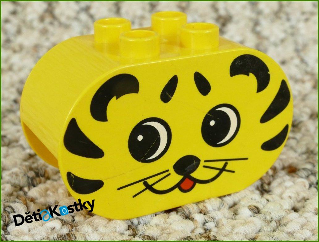 Lego® Duplo® Kostka 2x4x2 Zaoblená Žlutáá - Hlava Tygra - Starší Typ
