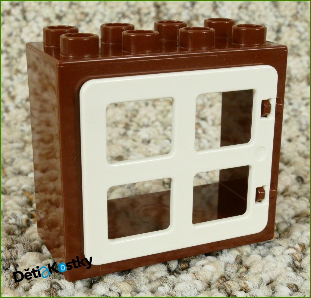 Lego® Duplo® Kostka s Oknem Tmavě Hnědá - Bílé Okno Hranaté