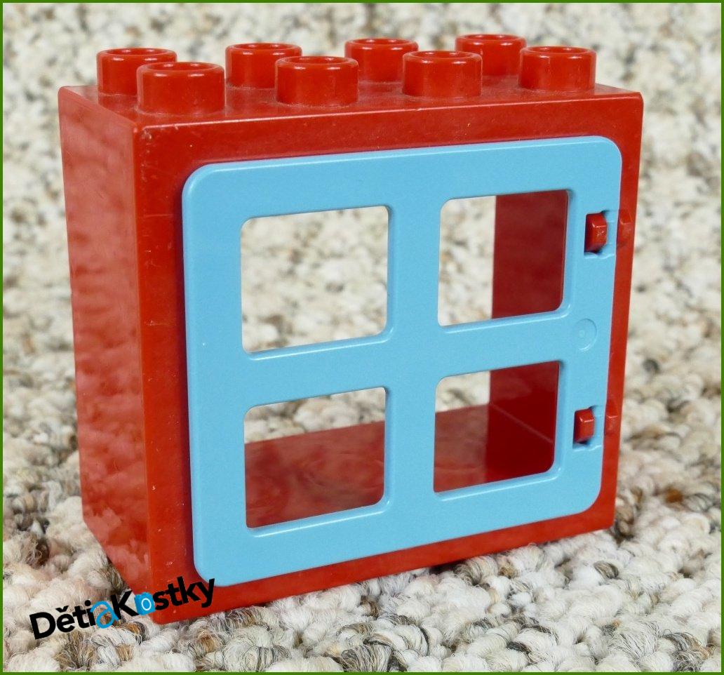 Lego® Duplo® Kostka s Oknem Červená - Tyrkysové Okno Hranaté