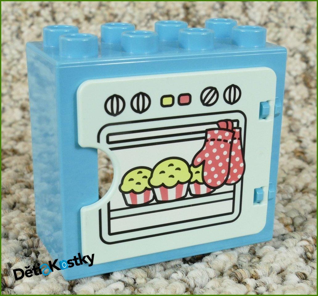 Lego® Duplo® Kostka s Dvířky Tyrkysová (Trouba s Koláčky Světle Tyrkysová)