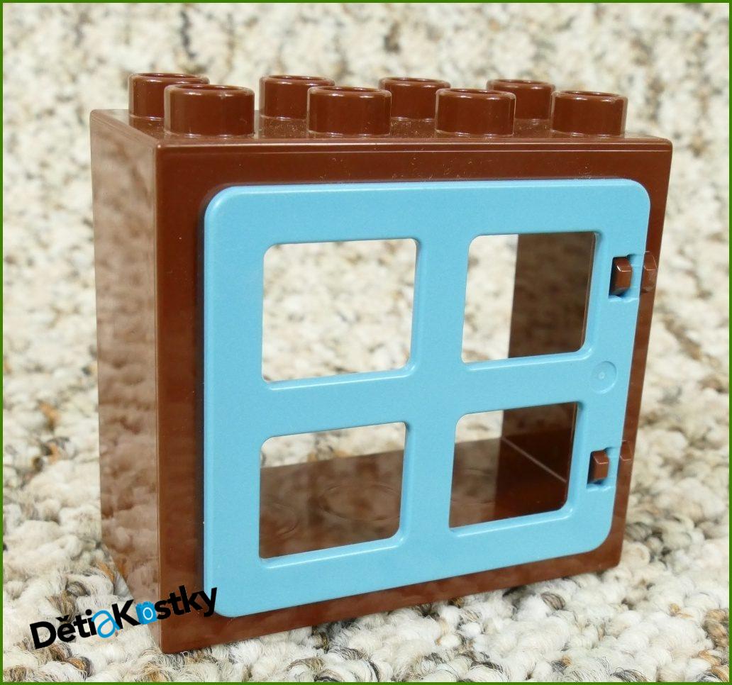 Lego® Duplo® Kostka s Oknem Tmavě Hnědá - Tyrkysové Okno Hranaté