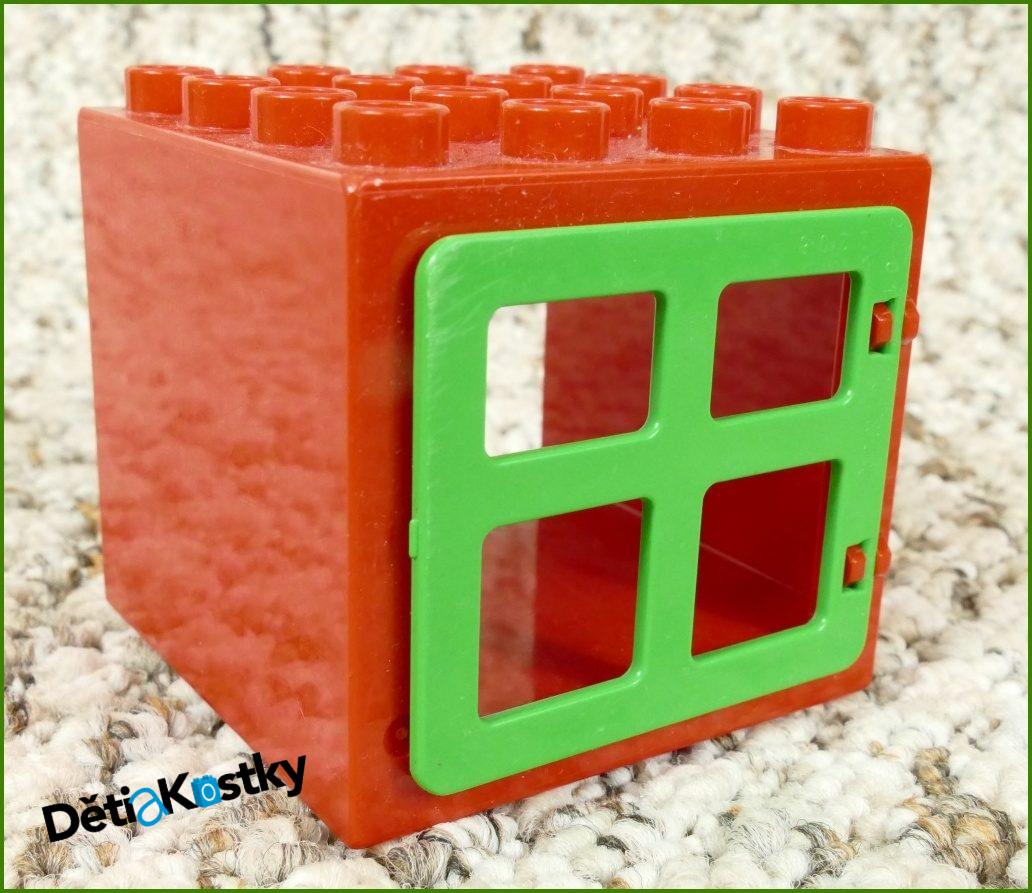 Lego® Duplo® Kostka s Oknem 4x4x4 Červená - Zelené Okno