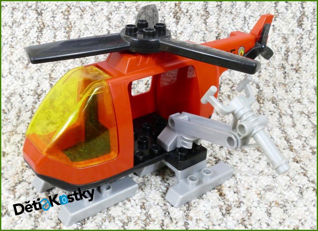 Lego® Duplo® Vrtulník Velký Hasiči - Černá Vrtule, Šedé Lyžiny a Tryska