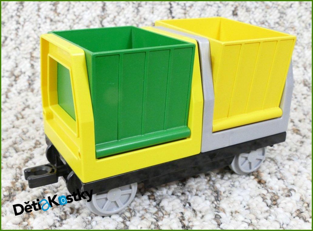 Lego® Duplo® Vagon - Vyklápěcí Kontejnery Žlutý/Zelený - Černý Podvozek
