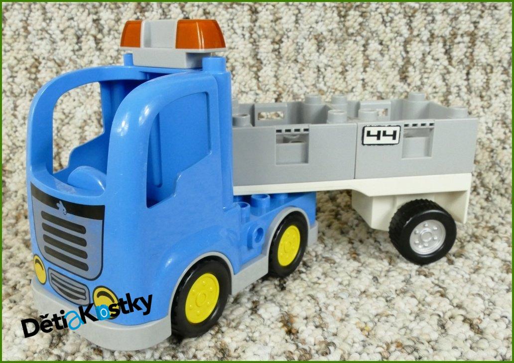 Lego® Duplo® Tahač Modrý s Bílým Návěsem - Šedé Korby