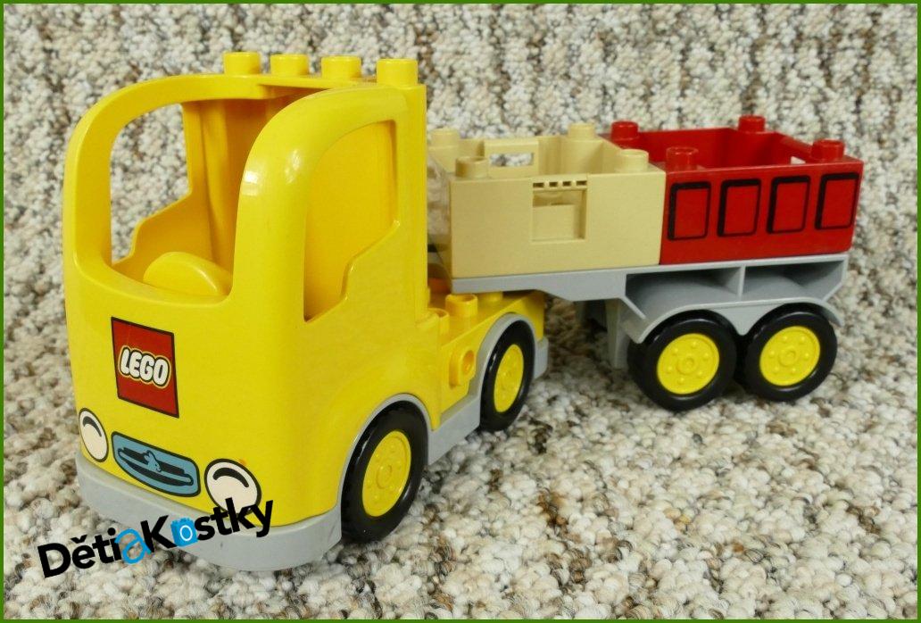 Lego® Duplo® Tahač Žlutý Nápis Lego s Návěsem - Červeno/Béžové Korby