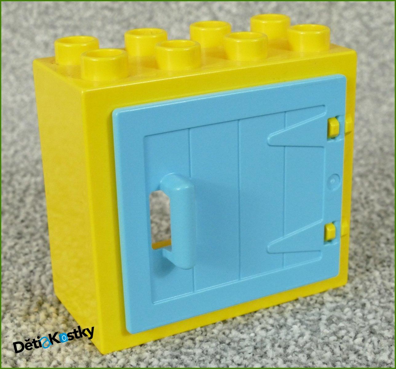 Lego® Duplo® Kostka s Dveřmi Žlutá (Tyrkysová Dvířka - Dřevo)