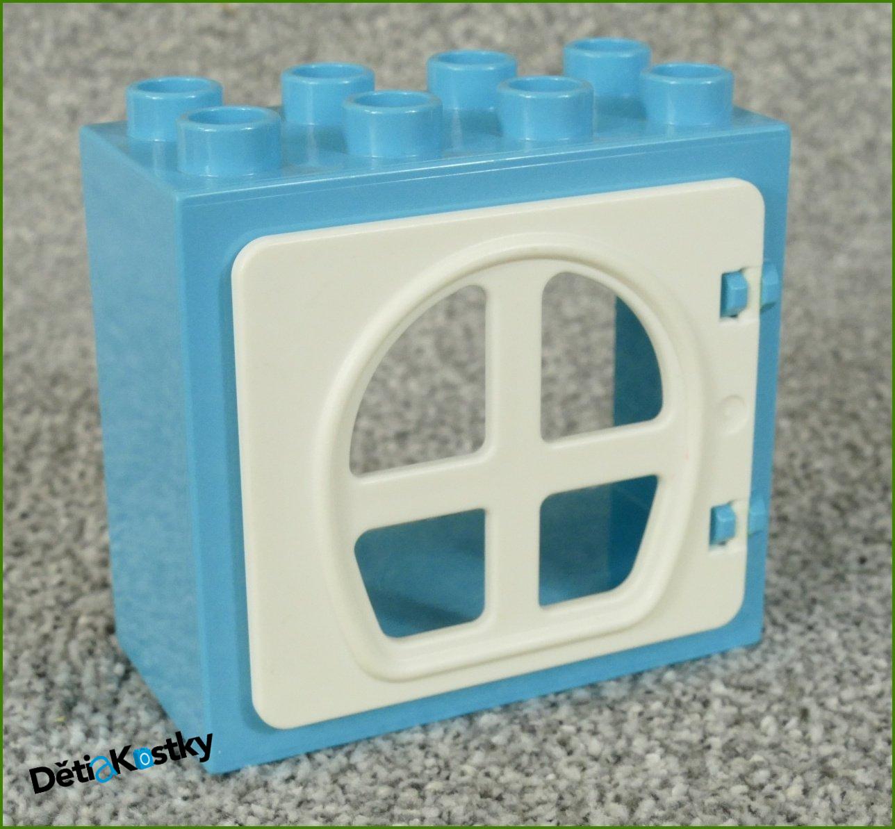 Lego® Duplo® Kostka s Dveřmi Tyrkysová - Bílá Dvířka s Okny