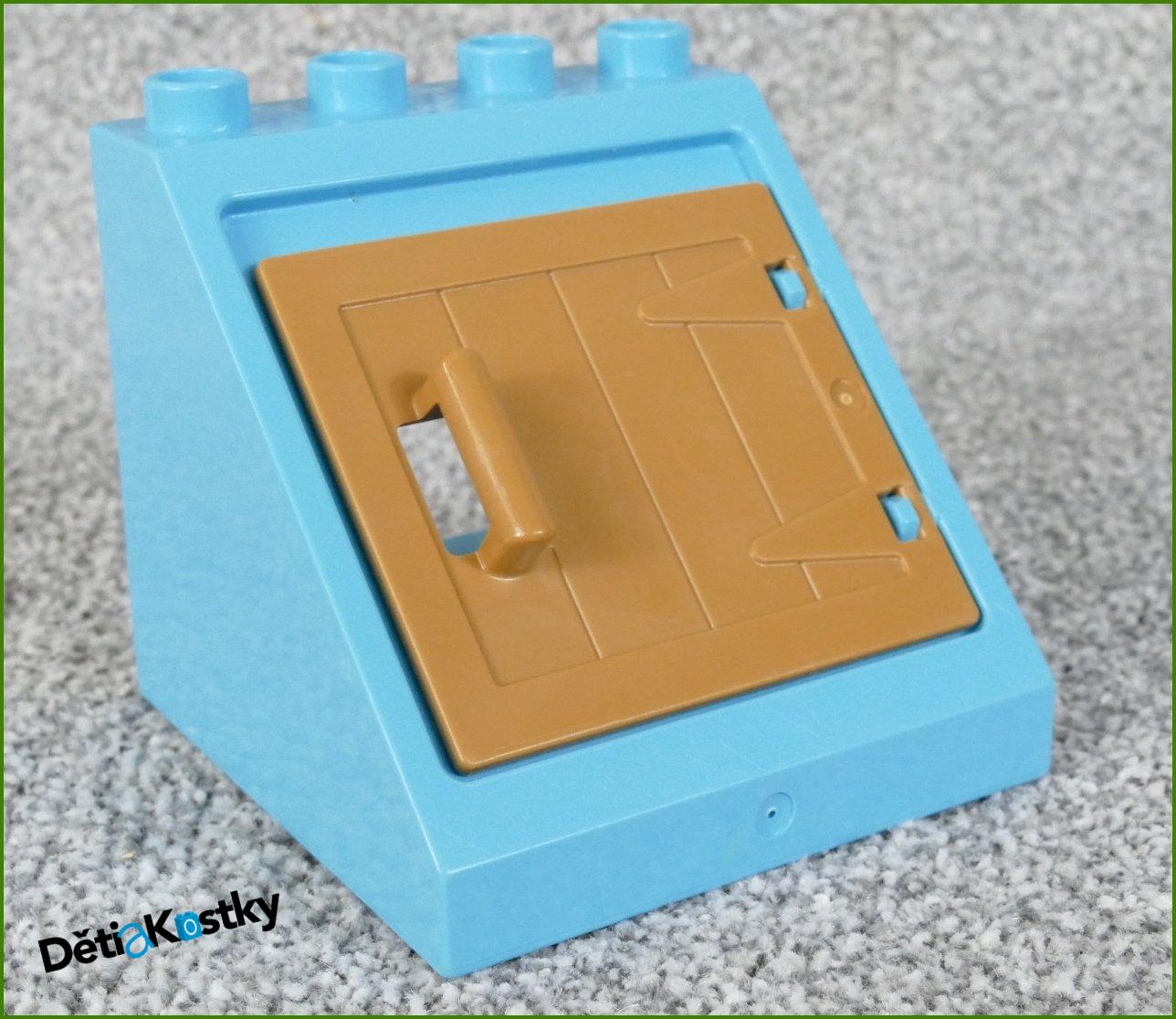 Lego® Duplo® Kostka Tyrkysová (Vikýř - Světle Hnědá Dvířka)
