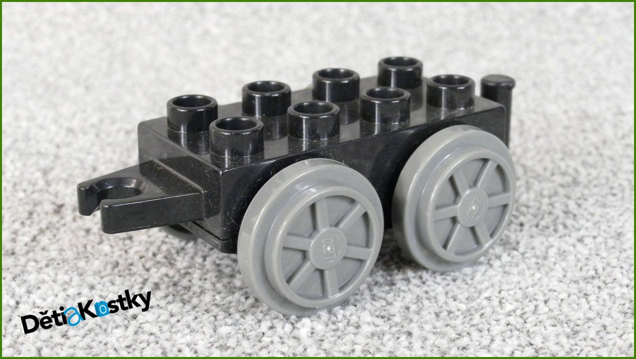 Lego® Duplo® Podvozek Vagonku Černý Krátký - Tmavě Šedá Kola