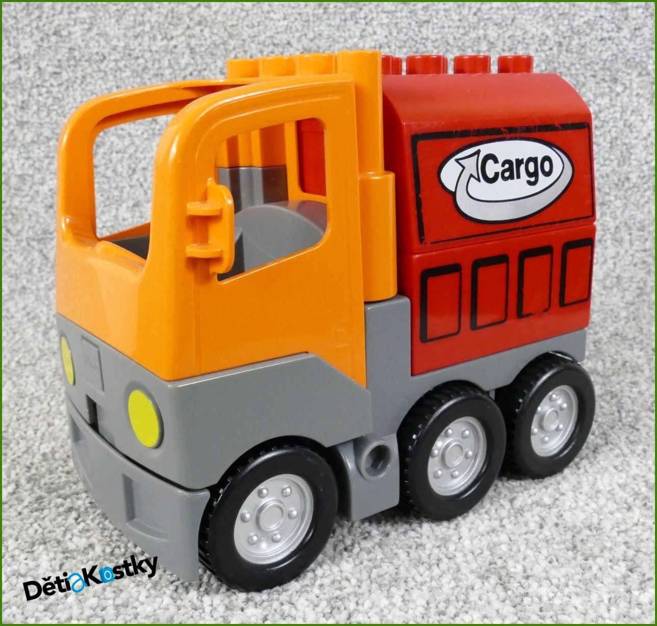 Lego® Duplo® Tahač Oranžový s Červeným Kontejnerem Cargo