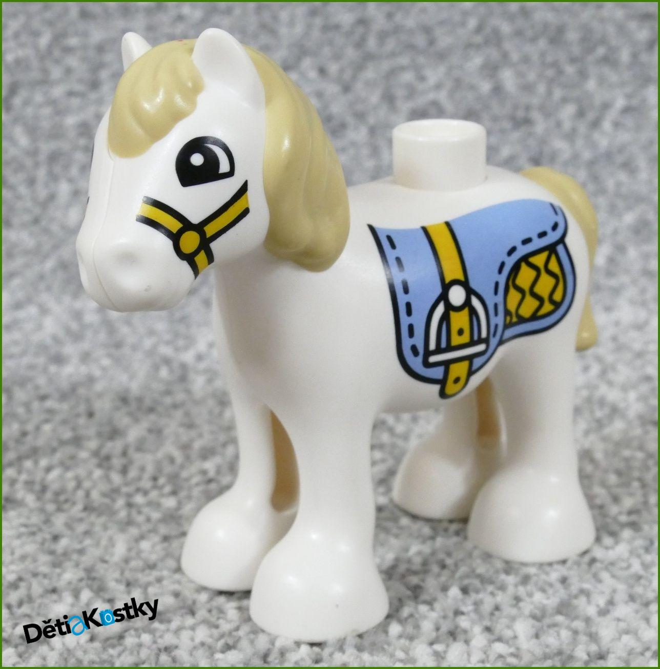 Lego® Duplo® Poník Bílý - Béžová Hříva (Potisk Sedlo)