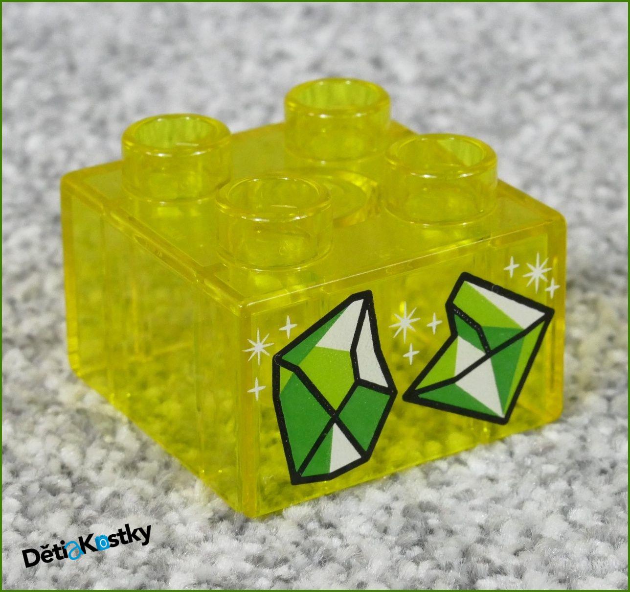Lego® Duplo® Kostka 2x2 Průhledná žlutá Diamanty