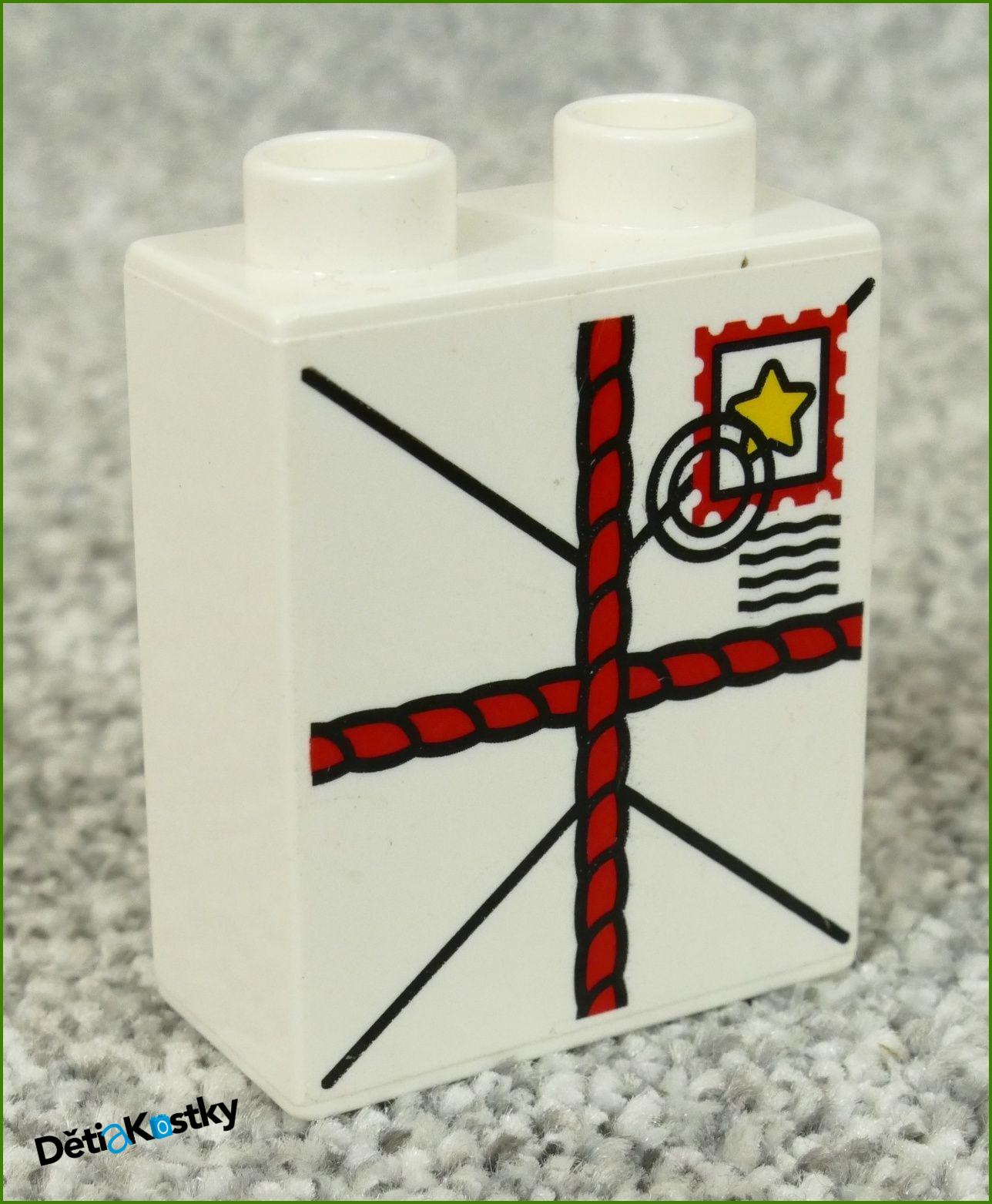 Lego® Duplo® Kostka 1x2x2 Bílá - Dárek/Dopis/Provázek Červený