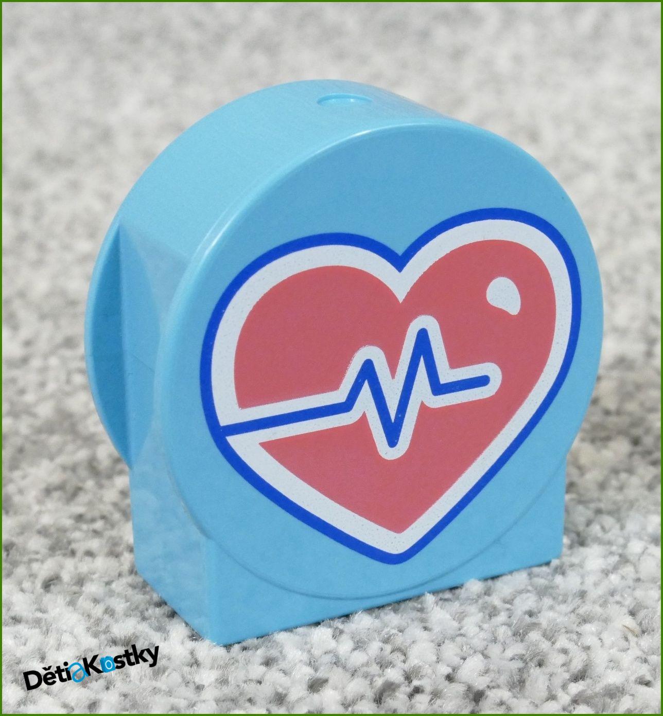 Lego® Duplo® Kostka 1x2x2 Tyrkysová Zakulacená - EKG se Srdíčkem