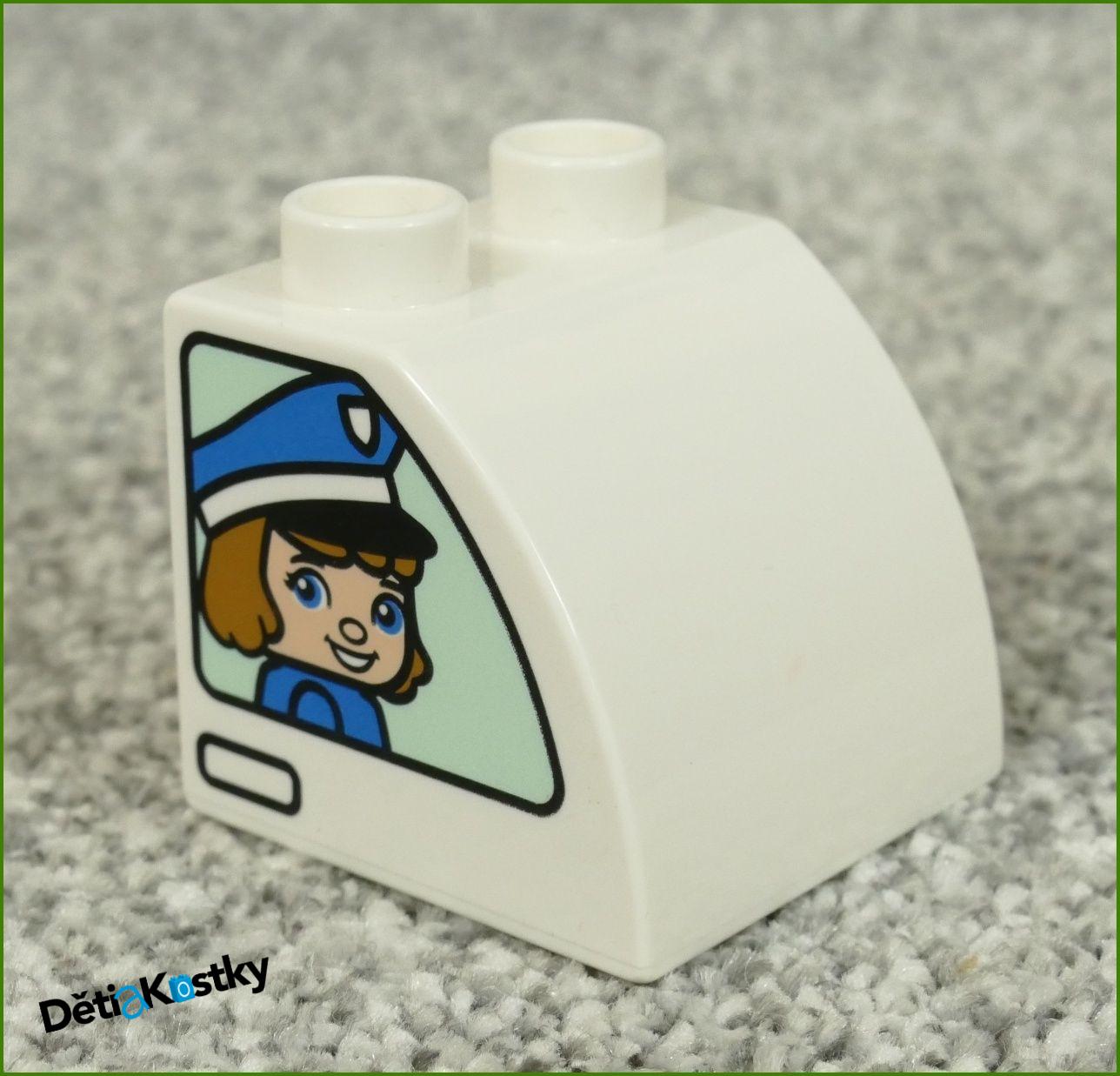 Lego® Duplo® Kostka 2x2 Bílá Zkosená Zakulacená - Policista a Policistka