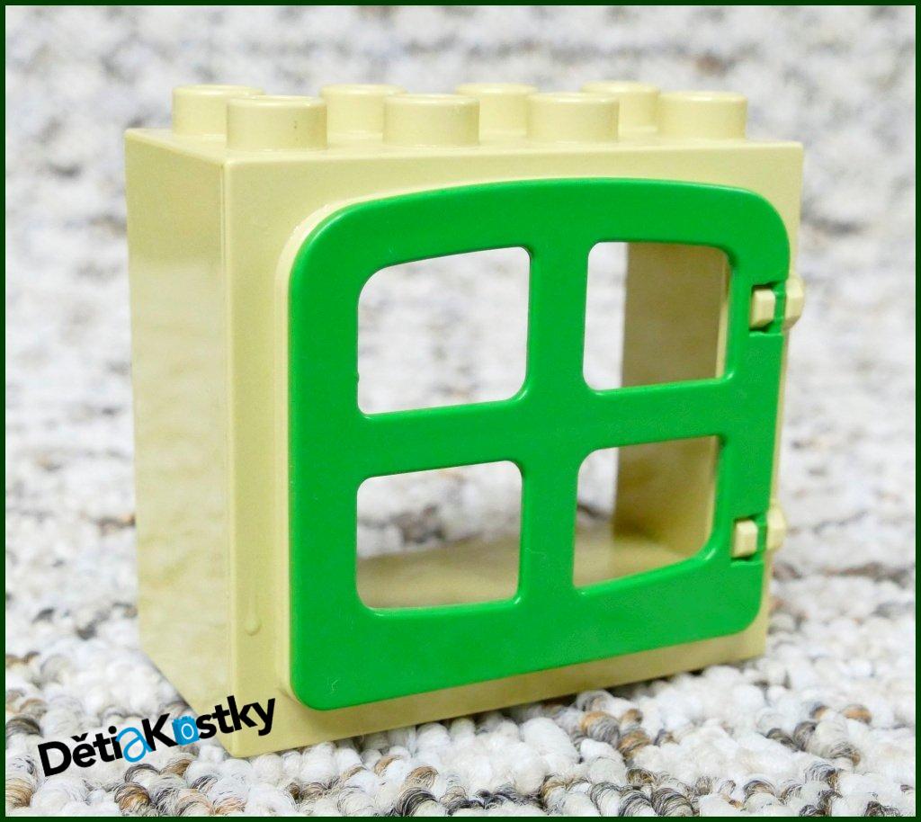 Lego® Duplo® Kostka s Oknem Tmavě Béžová - Zelená Okenice
