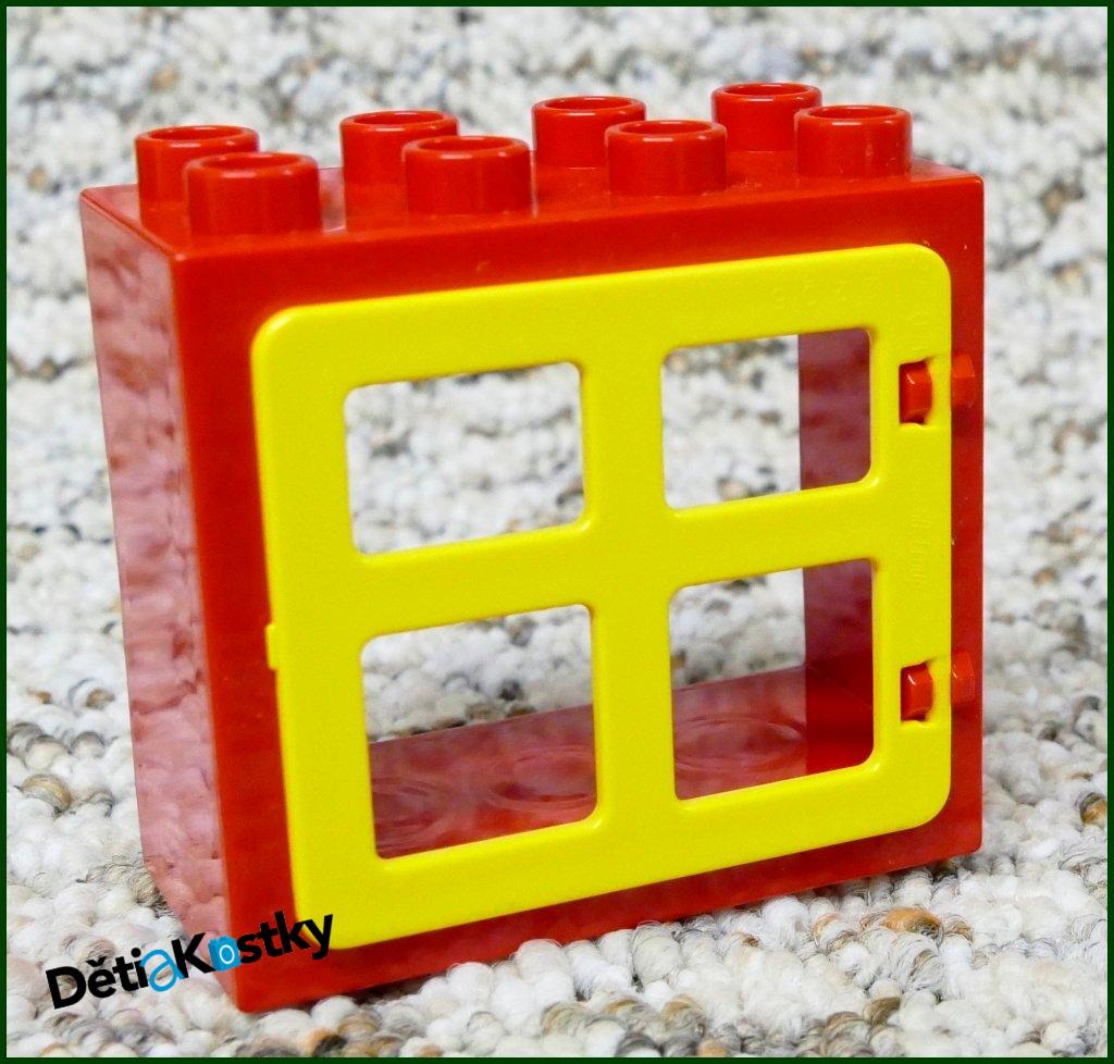 Lego® Duplo® Kostka s Oknem Červená - Žlutá Okenice Hranatá