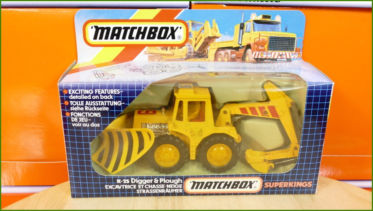 Anglilčák Matchbox Autíčko K-25 - Superkings - Digger and Plough